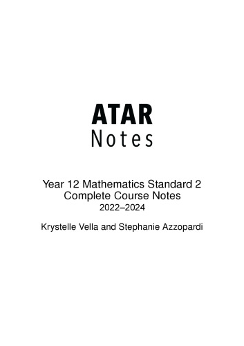 HSC Year 12 Mathematics Standard 2 Complete Course Notes (2022 - 2024)