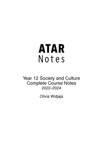HSC Year 12 Society and Culture Complete Course Notes (2022 - 2024)