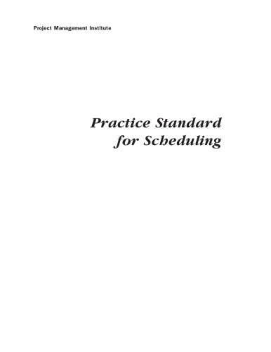 Practice Standard for Scheduling