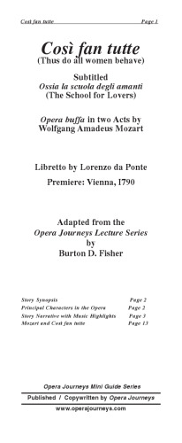 Cosi fan tutte (Opera Journeys Mini Guide Series)