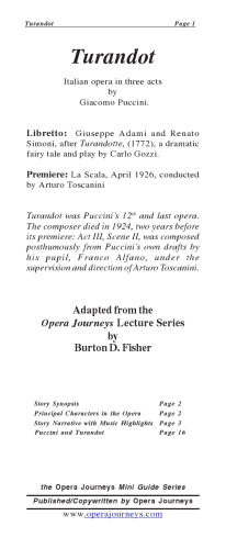 Turandot (Opera Journeys Mini Guide Series)