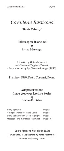 Cavalleria Rusticana (Opera Journeys Mini Guide Series)