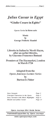 Julius Caesar Opera Journeys Mini Guide Series