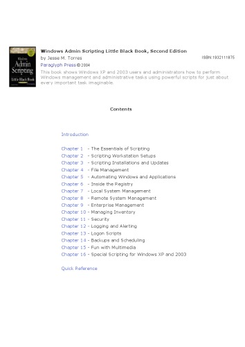 Windows Admin Scripting Little Black Book