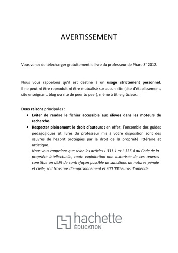 Phare Mathématiques 3e - Livre du professeur - Edition 2012
