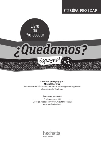 ¿Quedamos? 3e Prépa-Pro/CAP - Livre professeur - Ed. 2012