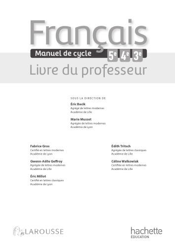Français 5e - 4e - 3e (cycle 4) - Livre professeur