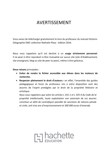 Histoire-Géographie-EMC cycle 3 / 6e - Livre du professeur - éd. 2016