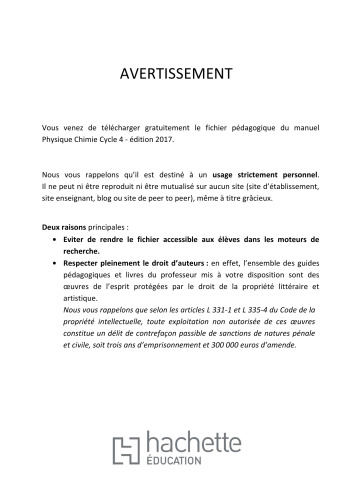 Physique-Chimie cycle 4 / 5e, 4e, 3e - Livre du professeur - éd. 2017