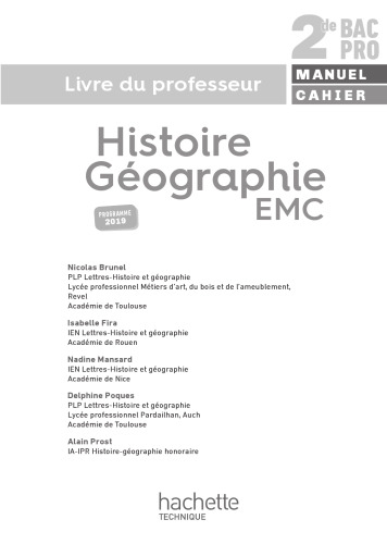 Histoire-Géographie-EMC 2de Bac Pro - Livre du professeur - éd. 2019