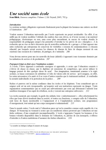 Une société sans école (Points essais) (French Edition)