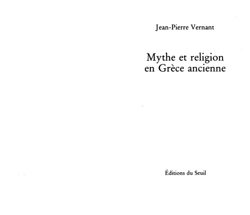 Mythe et religion en Grèce ancienne