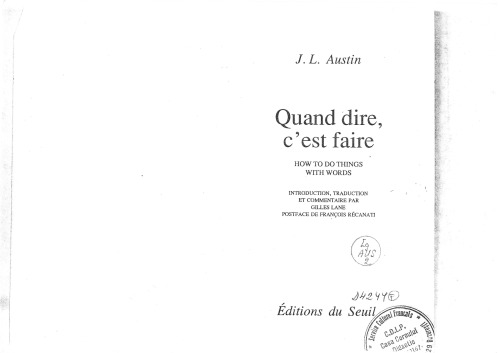 Quand dire, c'est faire