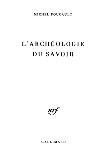 L'archéologie de savoir