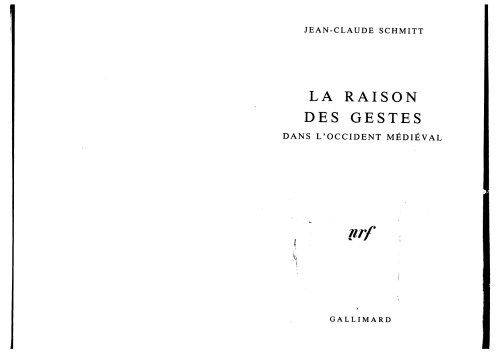 La raison des gestes dans l’Occident médiéval