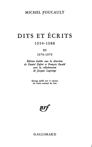Dits et Écrits III: 1976-1979