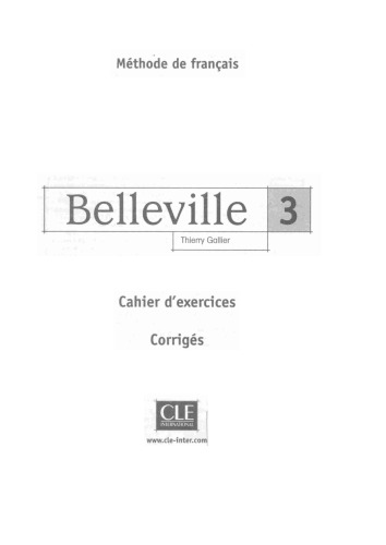 Belleville 3 Corrigés
