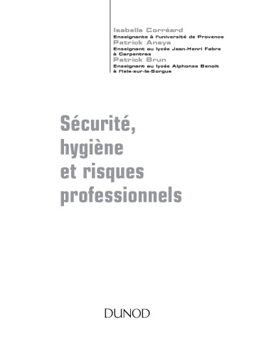 Sécurité, hygiène et risques professionnels