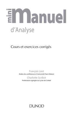 Mini Manuel d'analyse - Cours et Exercices corrigés
