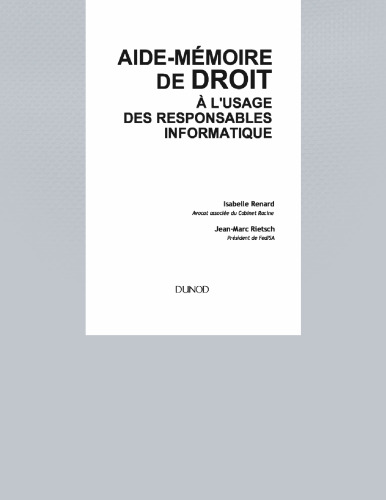 Aide-mémoire de droit à l'usage des responsables informatique