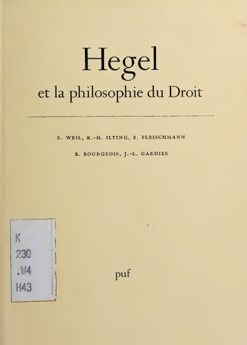 Hegel et la philosophie du droit
