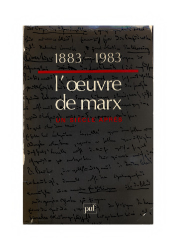1883-1983, l'oeuvre de Marx un siècle après