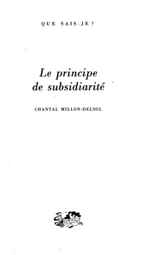 Le principe de subsidiarité