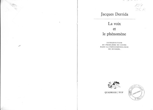 La voix et le phénomène