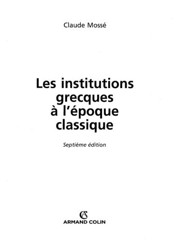 Les institutions grecques à l’époque classique