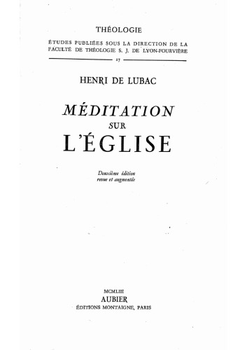 Méditation sur l’Eglise