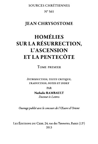 Homélies sur la Résurrection, l'Ascension et la Pentecôte