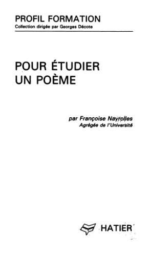 Pour etudier un poeme