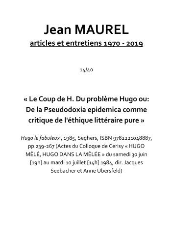 Hugo le fabuleux (French Edition)