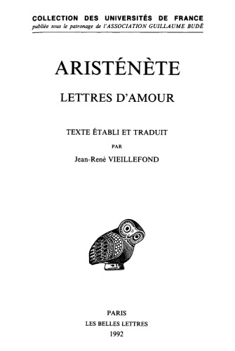 Aristénète: Lettres d'amour