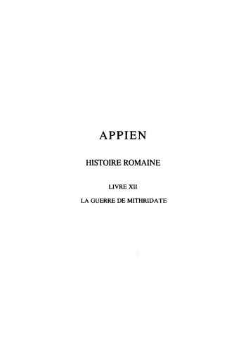Appien: Histoire romaine. Tome VII, Livre XII: La Guerre de Mithridate