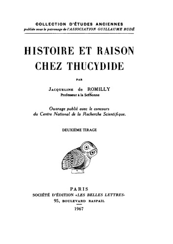 Histoire et raison chez Thucydide