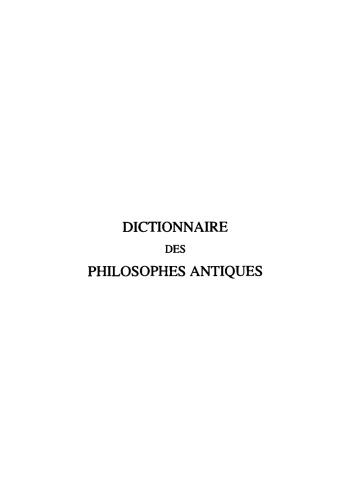 Dictionnaire des philosophes antiques - Supplément