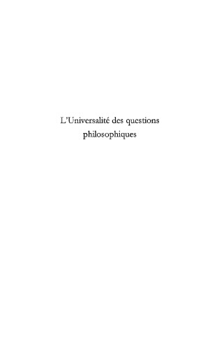 L'universalité des questions philosophiques