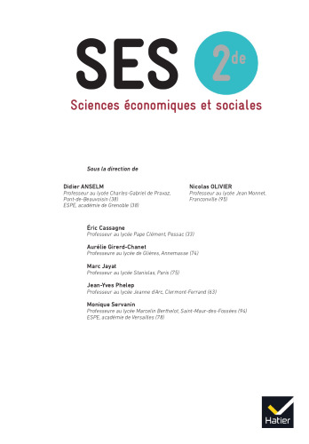SES 2de - Sciences Economiques et Sociales Éd. 2019 - livre de l'élève