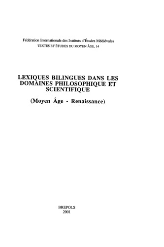 Lexiques bilingues dans les domaines philosophique et scientifique