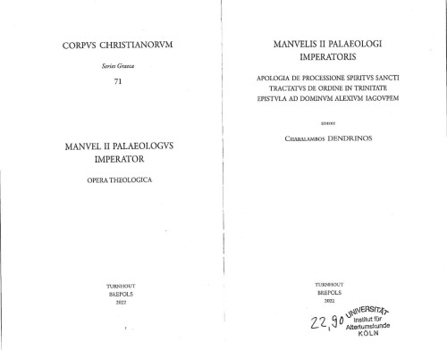 Opera Theologica De Processione Spiritus Sancti: De processione Spiritus Sancti, De ordine in Trinitate