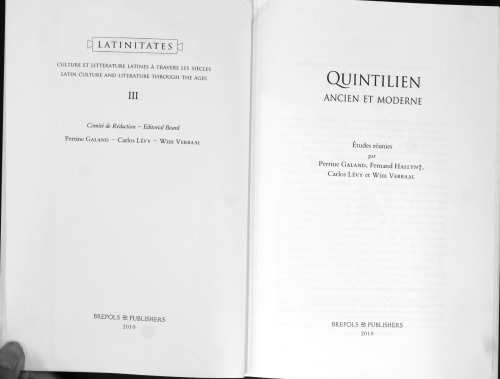 Quintilien ancien et moderne, part 1