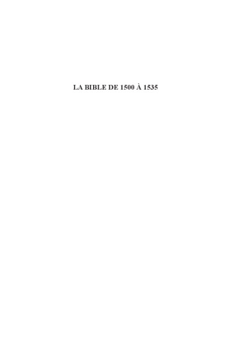 La Bible de 1500 à 1535