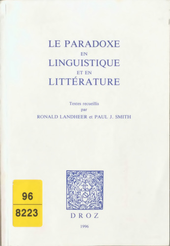 Le paradoxe en linguistique et en litterature