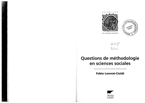 Questions de méthodologie en sciences sociales