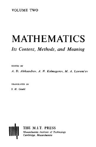 Mathematics. It's content, methods, and meaning