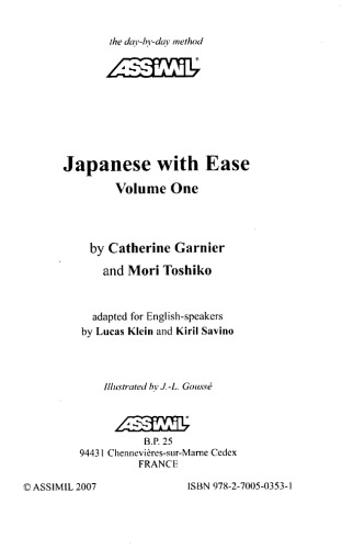 Japanese with Ease, Volume 1 Coursebook (Assimil with Ease) (v. 1)