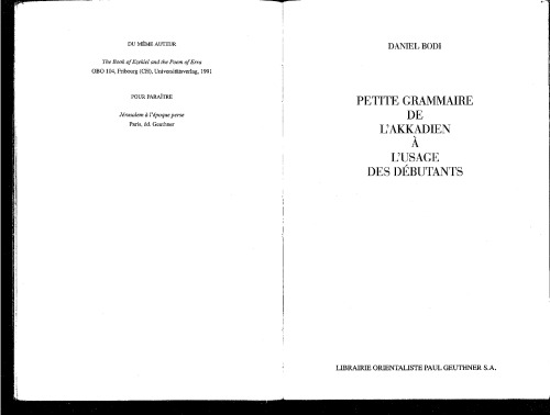 Petite grammaire de l'akkadien à l'usage des débutants