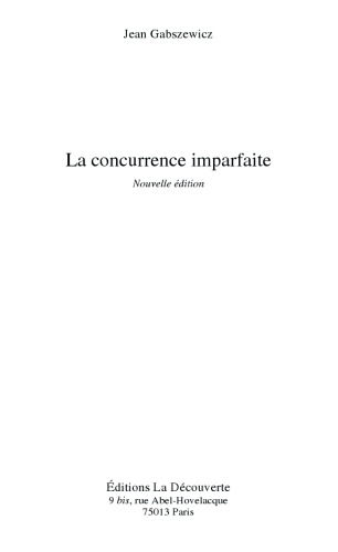 La concurrence imparfaite
