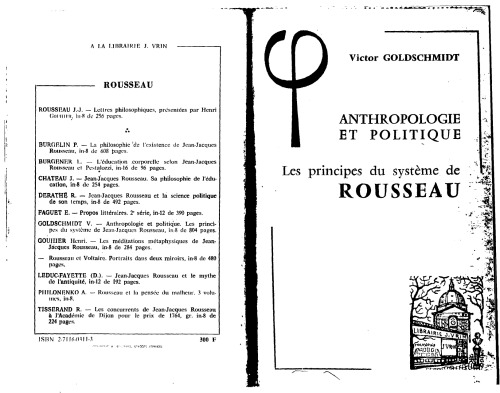 Anthropologie et Politique: Les Principes du Système de Rousseau